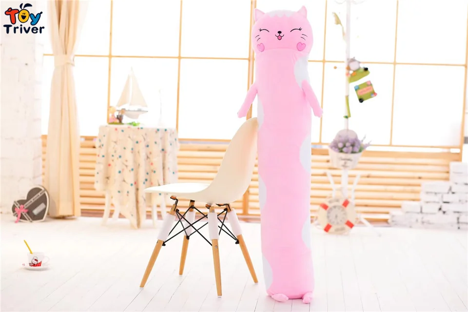 pink cat 145 см плюшевая Нацумэ книга друга Кот Медведь Свинья пингвин игрушка кукла бойфренд Длинная Подушка мягкая подушка подарок тривер - Цвет: pink cat