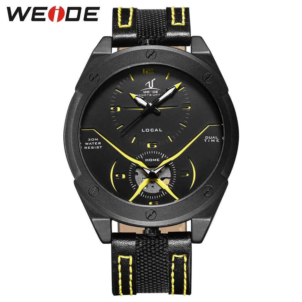 WEIDE оригинальные мужские s часы брендовые роскошные кожаные кварцевые спортивные