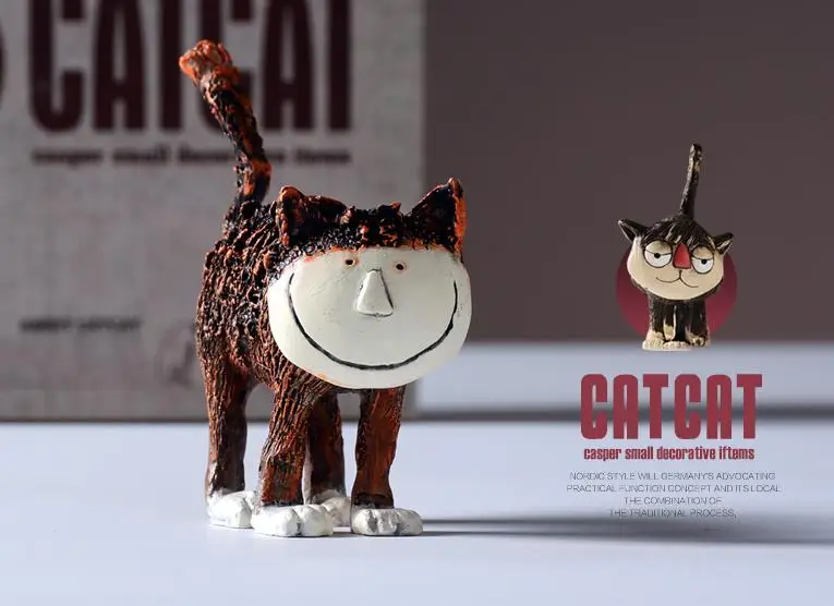 Мини статуя кота/скульптура из смолы/коллекционные статуэтки ручной работы