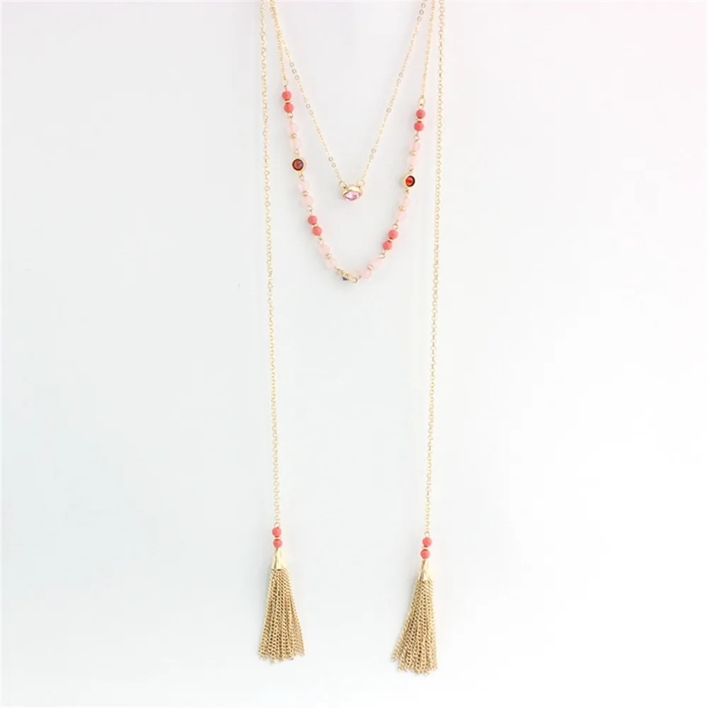 Xq с бесплатной доставкой длинное жемчужное ожерелье многослойное кисточкой из