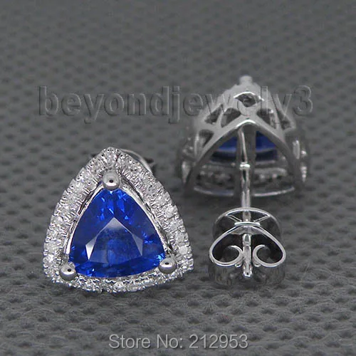 Однотонные серьги 14 к из белого золота с бриллиантами танзанита ААА натурального