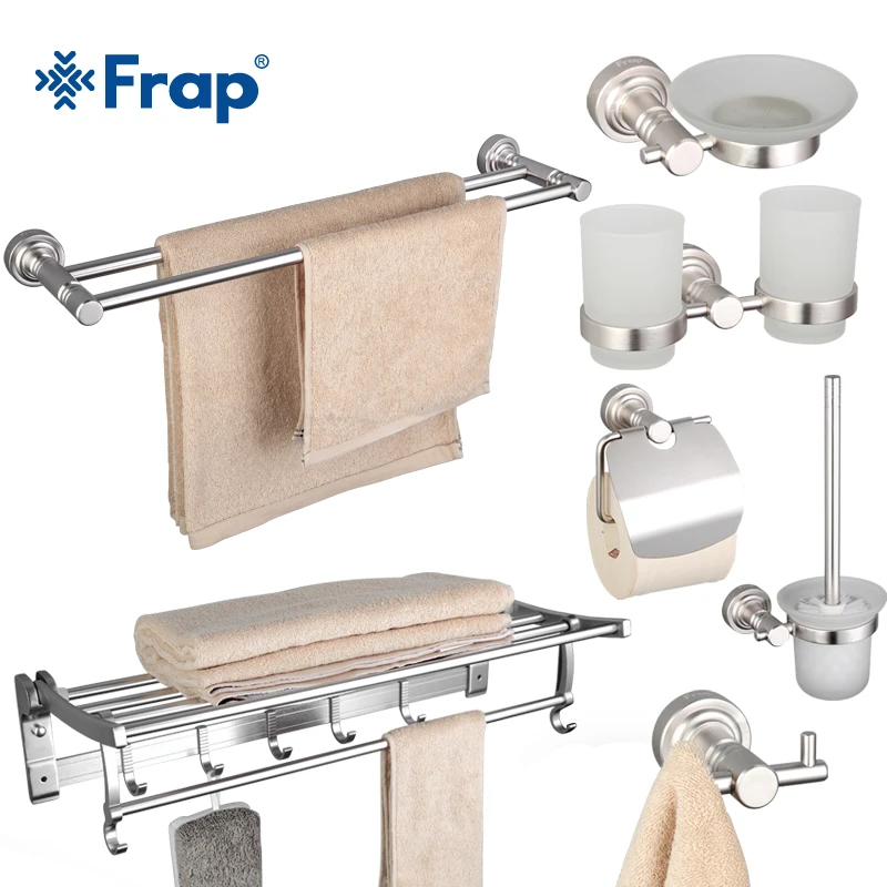 Frap 7 шт. аксессуары для ванной комнаты алюминиевый держатель чашки стеклянные