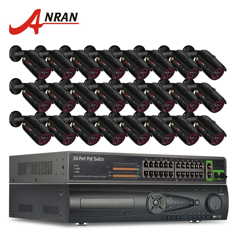 ANRAN система безопасности камеры 24CH H.264 NVR POE переключатель CCTV Onvif 1080P HD наружная IP