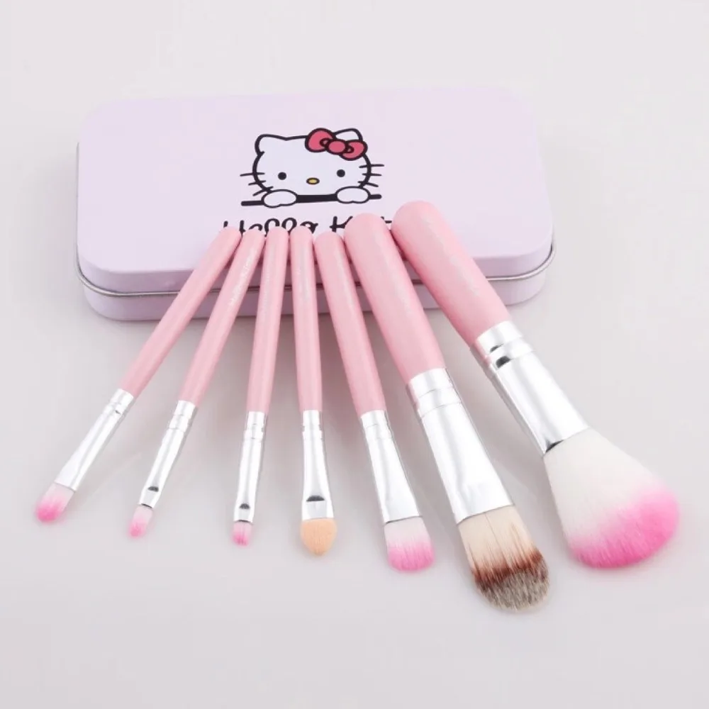 7 шт. hello kitty набор кистей для макияжа с железной мини коробкой Make up Professional кисти