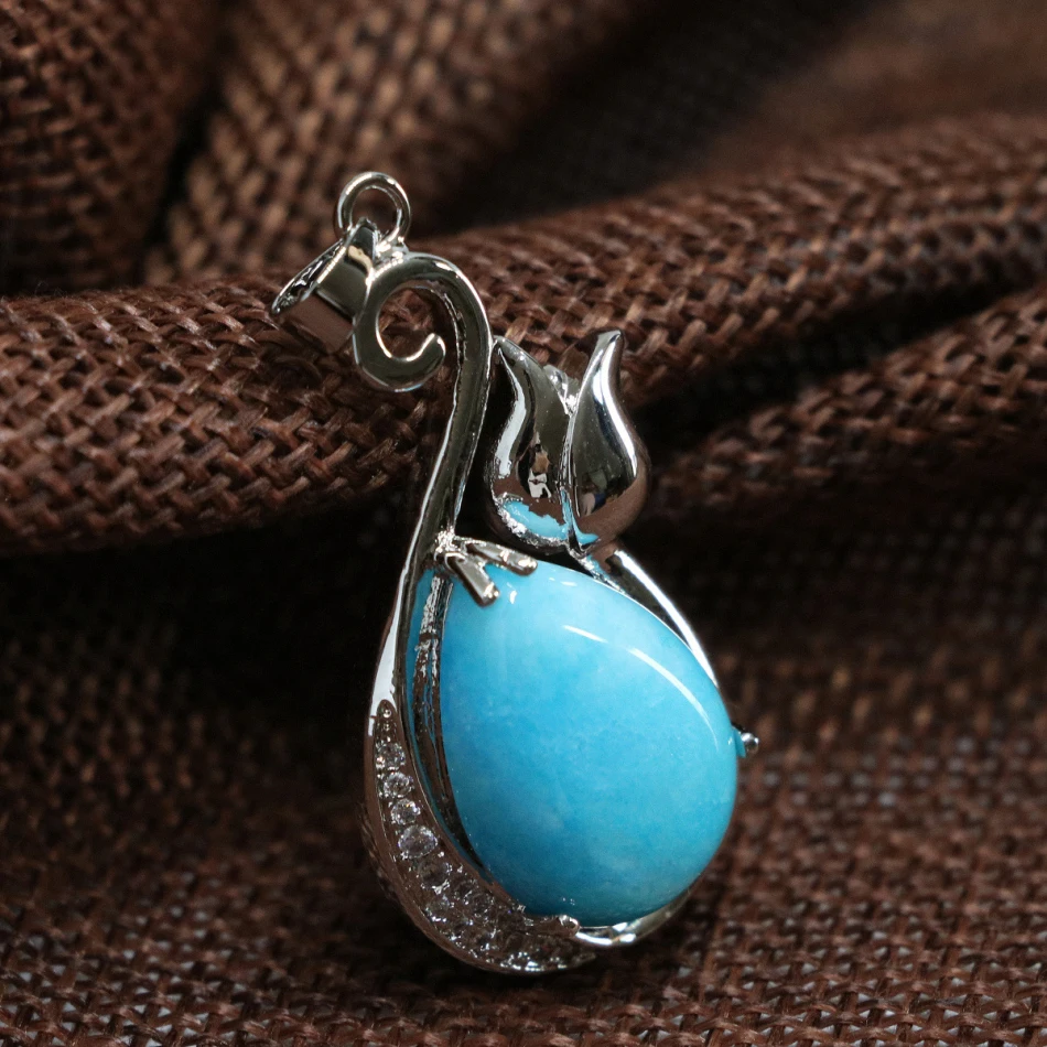 Высокосортный капельный кулон инкрустация пустотелый синий каменный