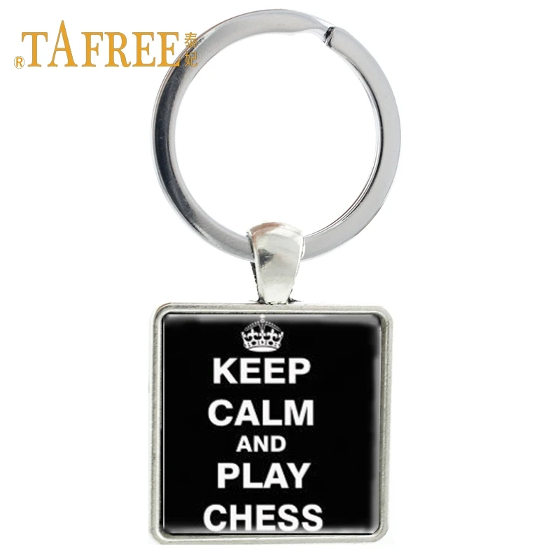 TAFREE винтажный брелок с рисунком из игры keep calm and play chess, автомобильный брелок для ключей для мужчин CH70