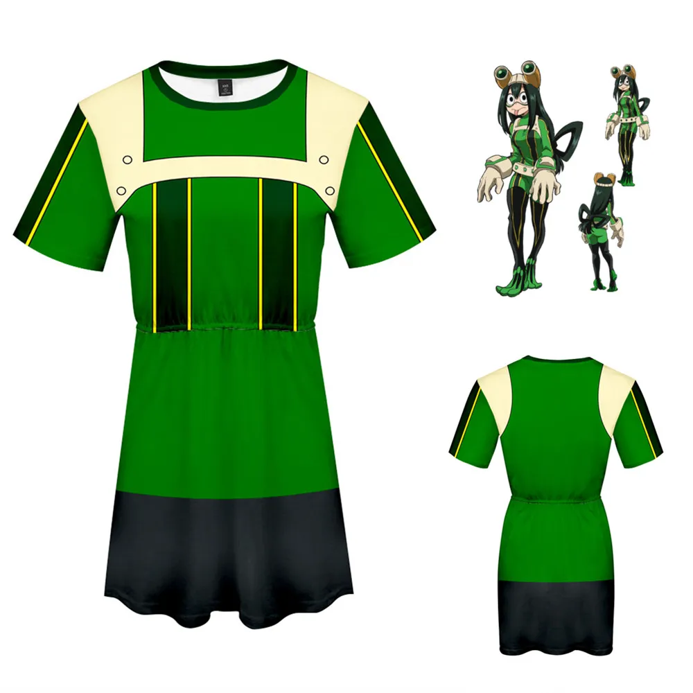 Костюм для косплея My Hero actoria bokua no Asui Tsuyu OCHACO URARAKA летнее платье женское модное