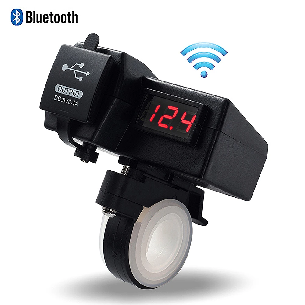 Двойной USB порт 12 В мотоциклетный прикуриватель разветвитель с Bluetooth руль зажим зарядное устройство адаптер Usb Moto