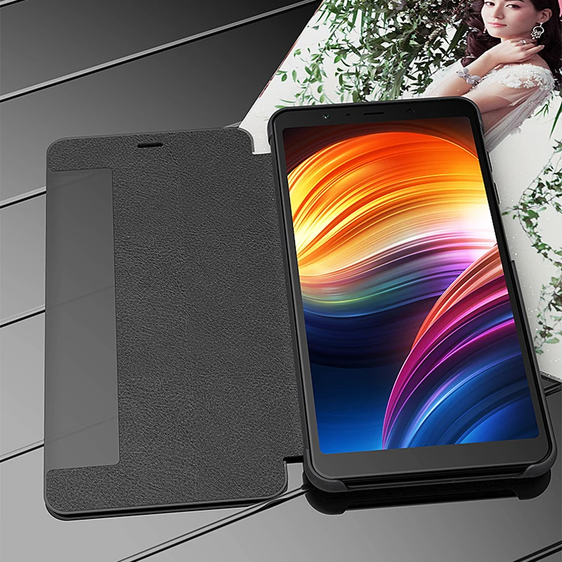 Чехол книжка для Samsung Galaxy A7 2018 прозрачный чехол с функцией Smart Awaken View чехлы