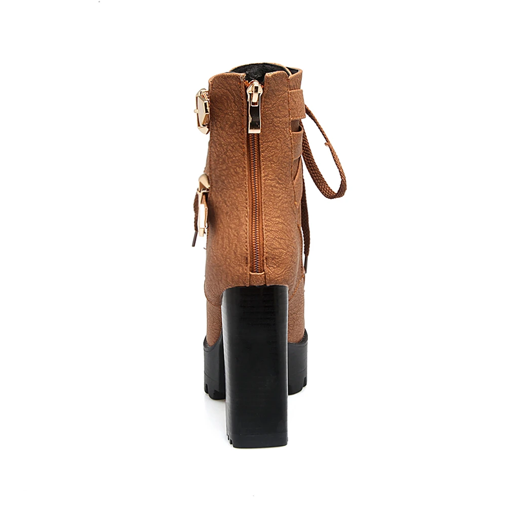 Женские ботильоны на платформе fanyuan черные ботинки высоком каблуке 11 см со