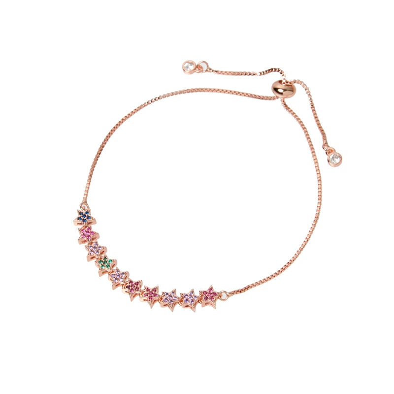 Starburst Радуга Кубический Цирконий CZ Кристалл Регулируемые браслеты для женщин или
