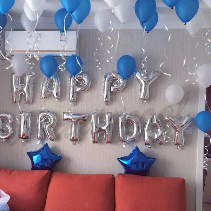 

8Season 16inch Letter Happy Birthday Aluminum Balloons Wedding decoration Air Balloons Kids birthday party decorations adult
