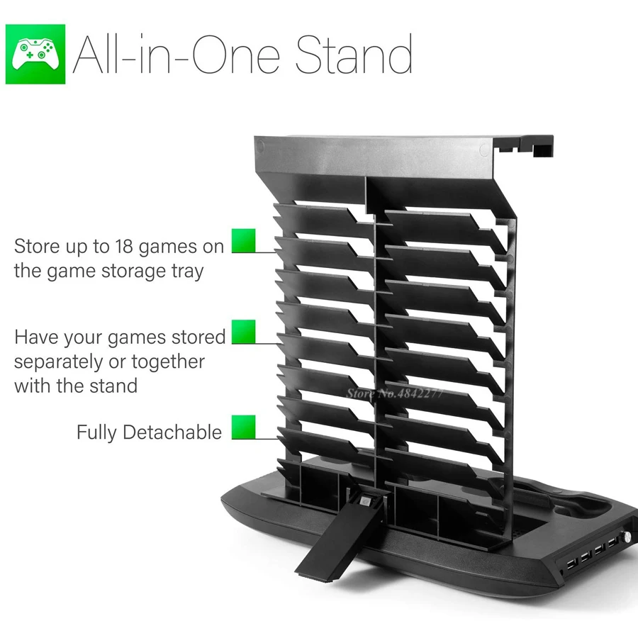 Вертикальная подставка 4 в 1 для Xbox one S порта USB концентратора охлаждающий