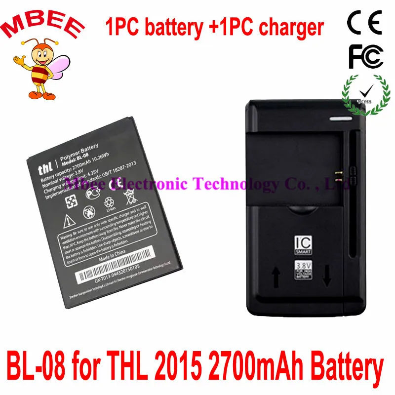 

1LOT=1PC Universal Dock Charger +1PC 2700mAh Original BL-08 THL 2015 Battery Batterie Bateria Accumulator AKKU PIL