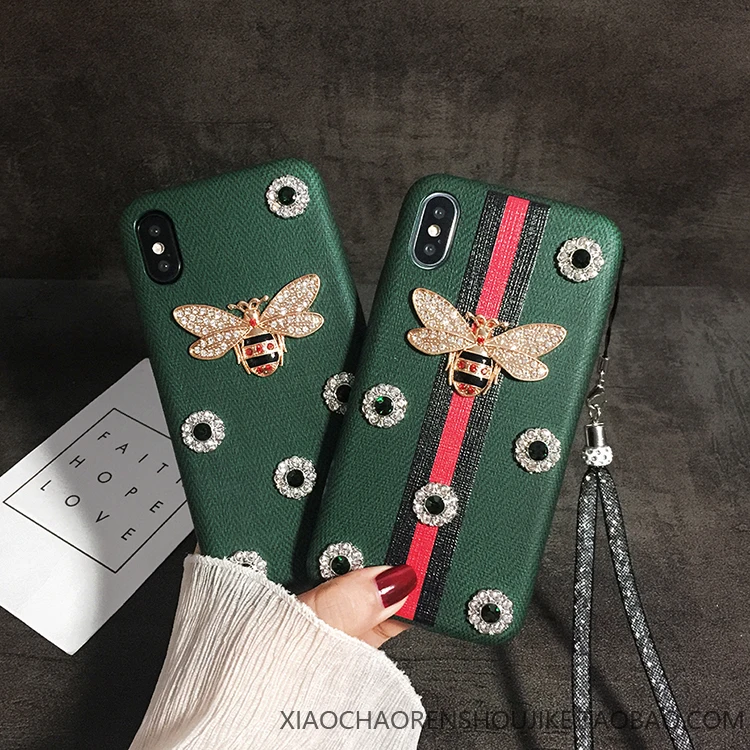 Модный 3d Блестящий чехол для телефона с Пчелой и кристаллами для Iphone X 11 pro Xs Max Xr 10 8 7 6 6s Plus, Жесткий Чехол Fundas