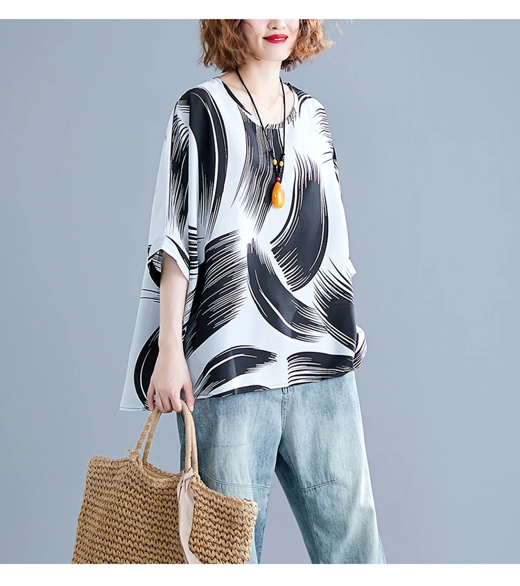 Летние шифоновые футболки с рукавами летучая мышь больших размеров летние