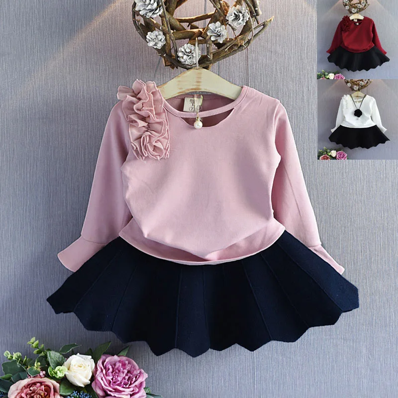 Новинка осени 2018 Милая футболка для маленьких девочек белая/Розовая однотонная