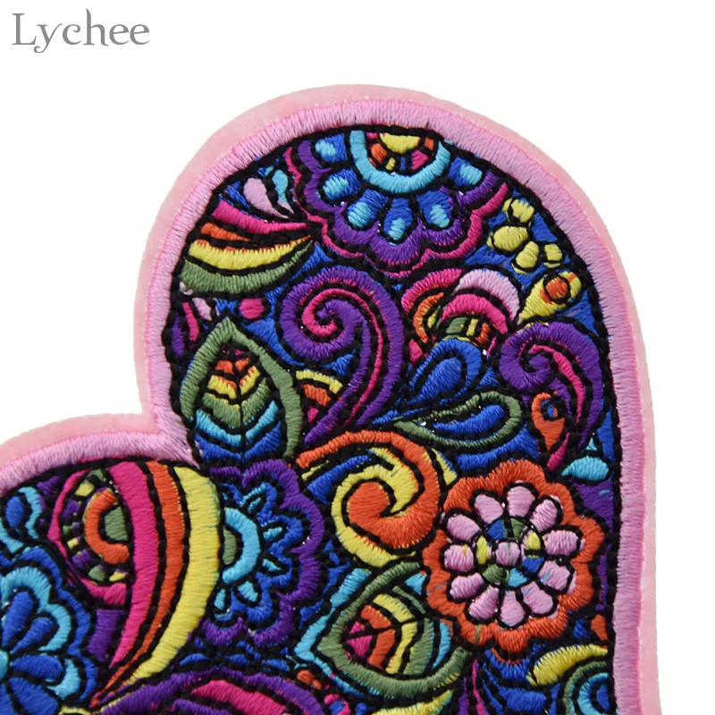 Lychee с цветочным узором, вышитая железная нашивка, вышивка «сделай сам», ручная работа, вязание крючком, нашивка, Аппликации для одежды
