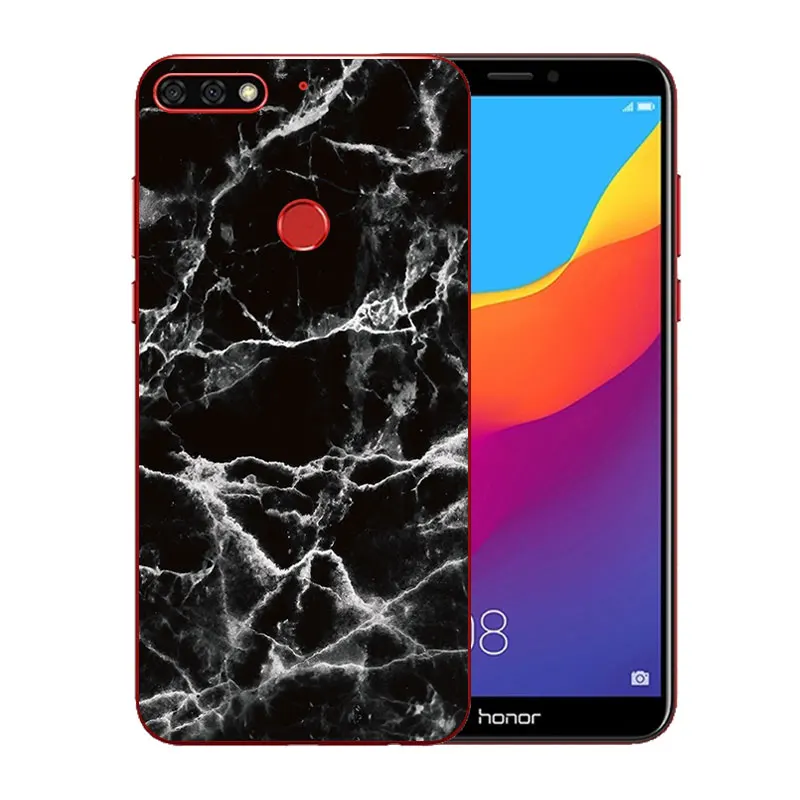 5 7 дюйма для Huawei Honor 7C Прозрачная силиконовая задняя крышка с узором Marb C Aum-L41