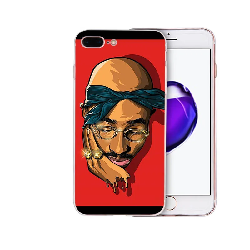 Мягкий силиконовый чехол для телефона iphone X XS XR XSMAX 6S 6 7 8 plus 5s 5 se Pop hip-hop singer 2Pac TPU