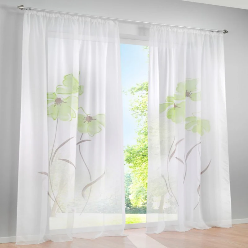 Тюль оконные занавески для гостиной цветочные украшения спальни оранжевые на