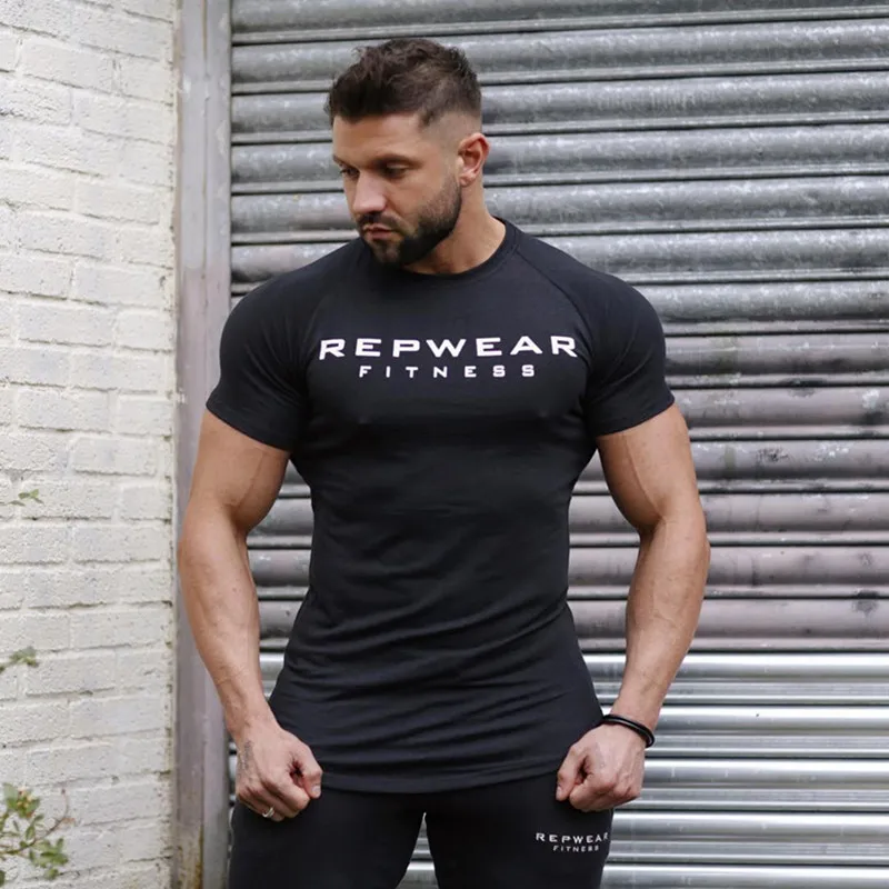 ZFIT Мужская Спортивная хлопковая футболка для бега фитнеса бодибилдинга с