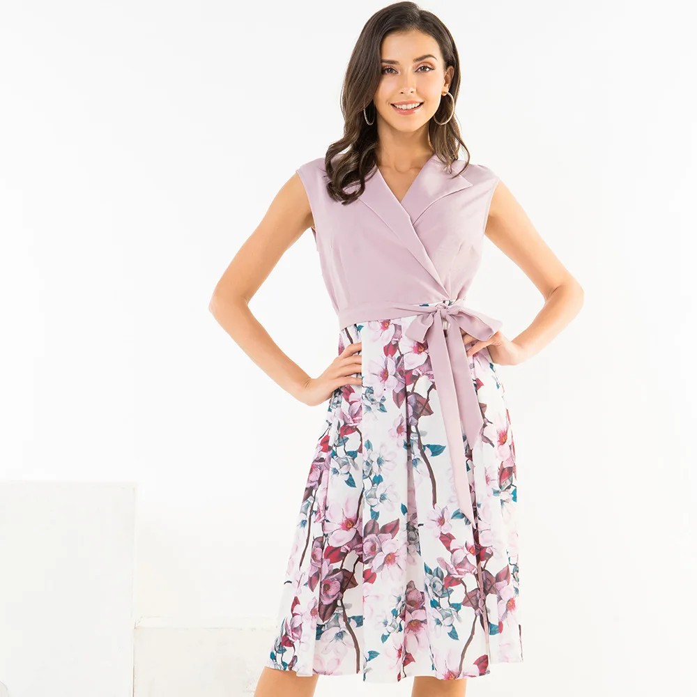 2019 летнее женское новое платье высокого класса с отворотом микро-жир мм большой