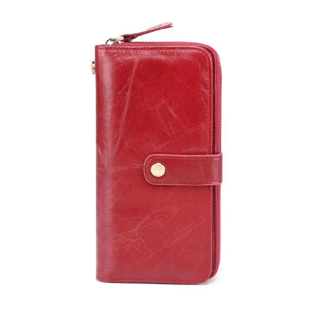 Red wallet JOYIR женский клатч женские кошельки из натуральной кожи кошелек держатель для карт браслет женский длинный кошелек телефон Carteras - Цвет: Red wallet