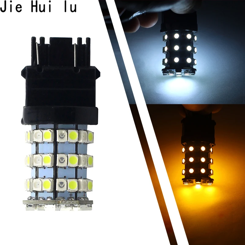2x двухцветные 3157 7443 1157 3528 высокомощные янтарно белые 60 SMD светодиодные резервные