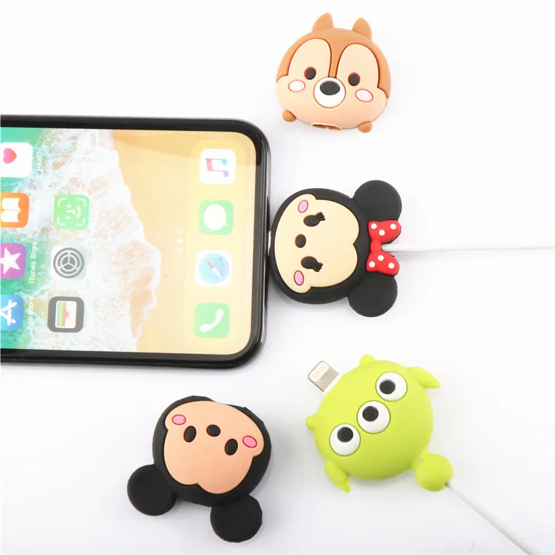 SIANCS для iphone Usb кабель мультфильм кукольный Органайзер Winder защита для кабеля "укус" милый Ститч Chager провод держатель для iphone кабель