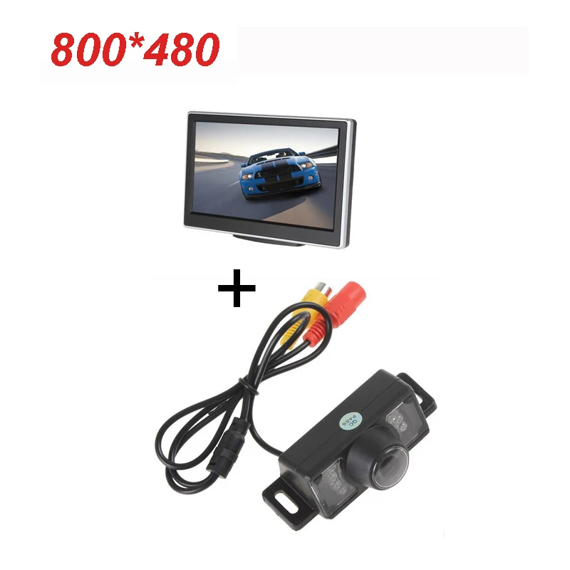 XYCING 800x480 пикселей 5 дюймов Автомобильный монитор HD цифровая панель монитор парковки+ E350 Автомобильная камера заднего вида - Цвет: 800 480 and Camera