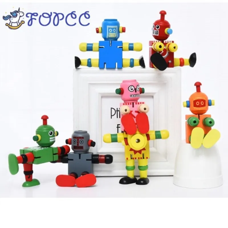 Small wooden Children Wooden early childhood toys creative personality building blocks deformable elastic robots | Игрушки и хобби