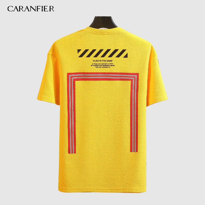 CARANFIER Men's T-Shirt Short New Letter Pattern Polyester Spandex Street Sports Casual Loose Summer Couples Hot Trends | Мужская