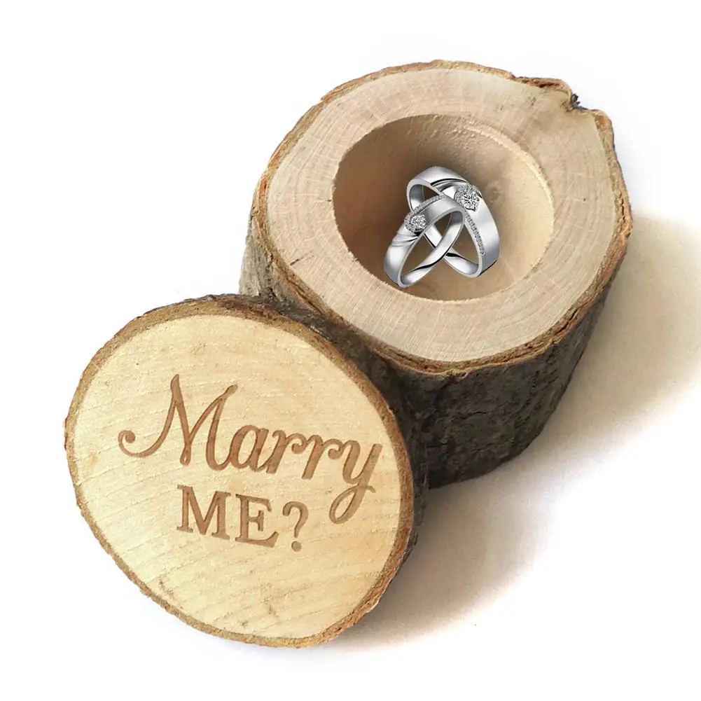 Деревянная коробка для свадебных колец оригинальная Экологичная вышивания слов