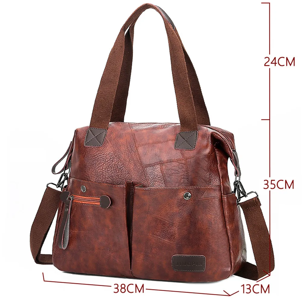 Multi-pocket Casual Large Capacity Women Tote Shoulder Bag PU Leather Ladies Handbag Messenger Bag Soft Shopping Crossbody Bag