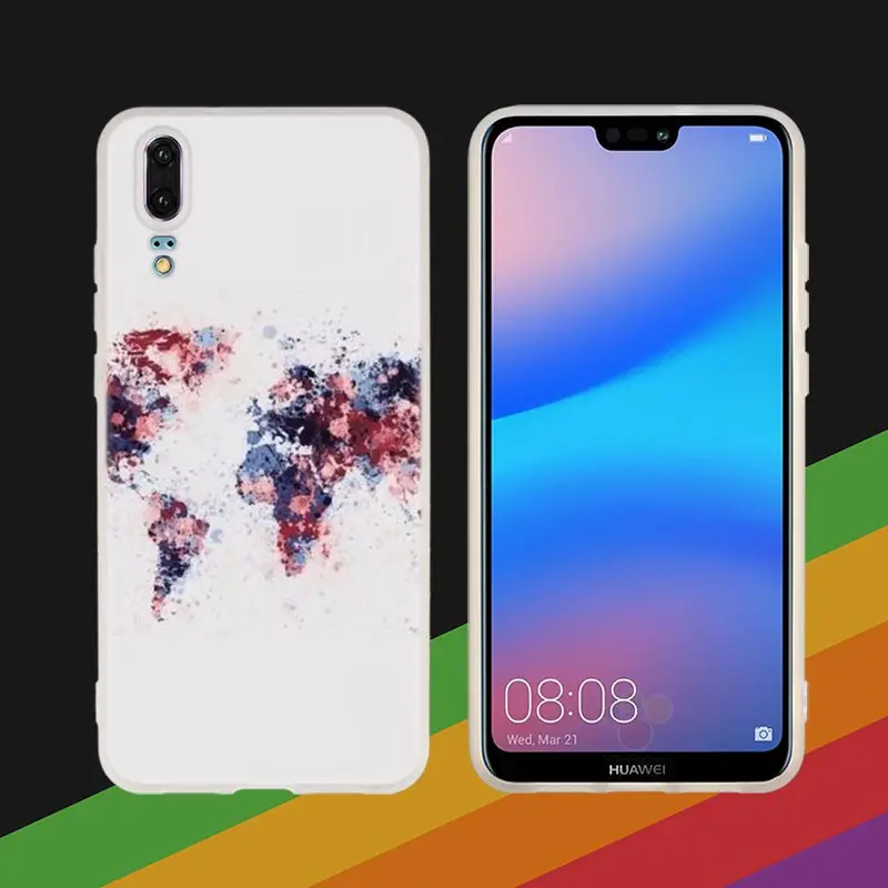 Мягкий силиконовый чехол для телефона, Карта мира для huawei P30 P20 P30Pro P10 P9 P8 Lite P samrt Plus - Цвет: red lines Marble