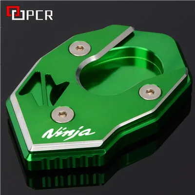Green Мотоциклетная боковая подставка пластина удлинитель подставки для KAWASAKI NINJA 250 300 650 1000 ER6F ER4F ZX6R ZX10R - Color: Green