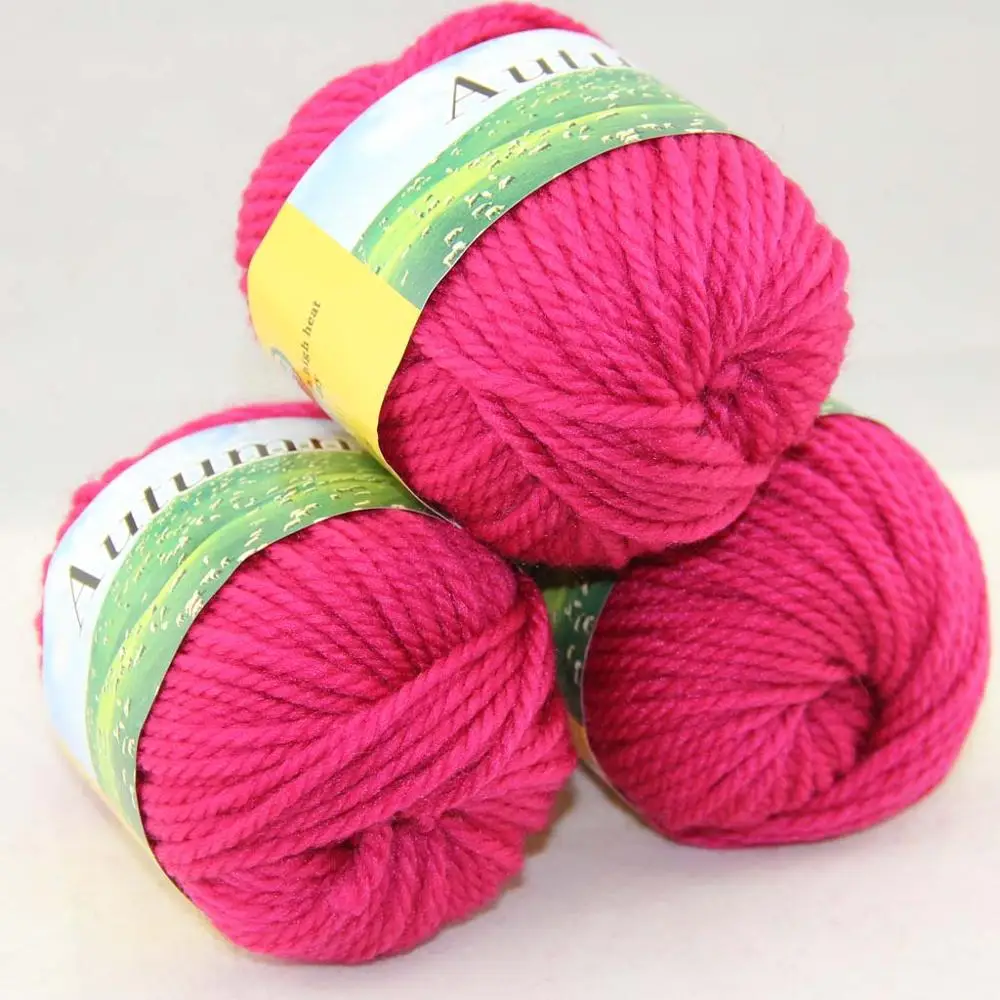 Berry Pink 213 Лот из 3 BallsX50g на не сужающемся книзу массивном ботинки ручной работы; Толстая шерстяная пряжа для вязания 248-C1 - Цвет: Berry Pink 213