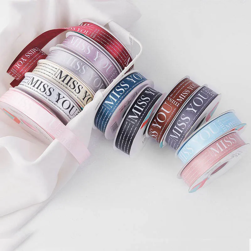 50 Yards Miss You Printed Ribbon Roll Grosgrain 25mm For Bow Craft Wedding Party DIY Decoration Gift packaging accessories | Дом и сад