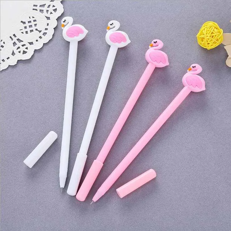 60Pcs 0.5mm Kawaii Gel Ink Pen Flamingo Swan Korean Stationery Signature Office Material Escolar School Supplies | Канцтовары для