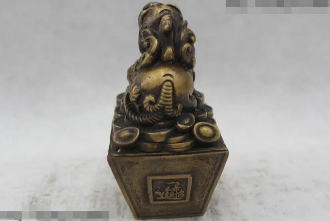 wholesale factory 6&quotChinese Folk Pure Bronze Lucky excellent Money drawin unicorn Statue |