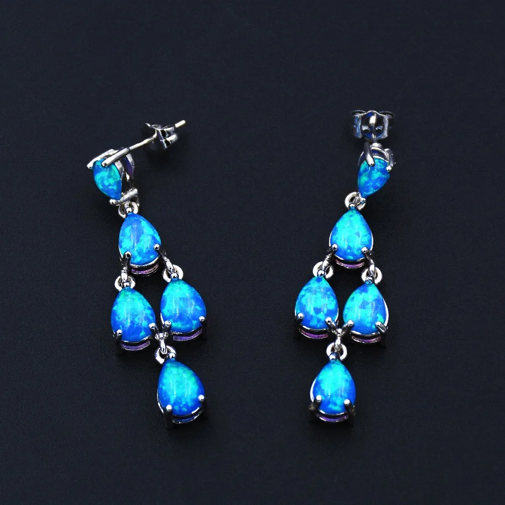 Серьги с голубым огненным опалом и застежкой бабочкой|blue fire opal earrings|fire earringsblue |