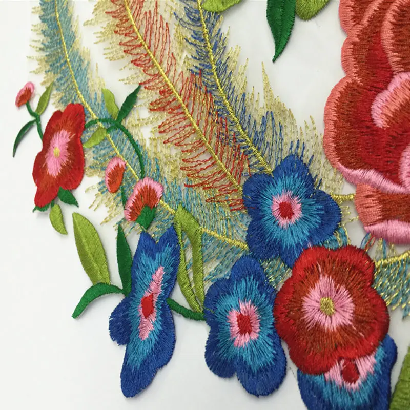 Накладки для вышивки FFLACELL фиолетовая ткань пиона павлина аппликация кружевная