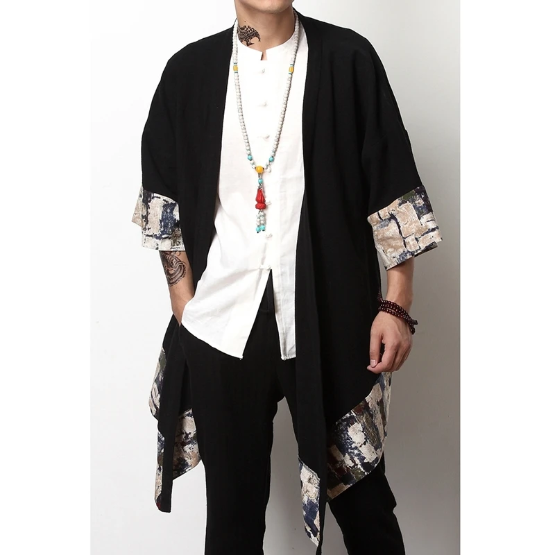 Японская уличная одежда, японское кимоно, Мужская Куртка harajuku yukata, мужская куртка-бомбер, традиционная китайская куртка для мужчин A001