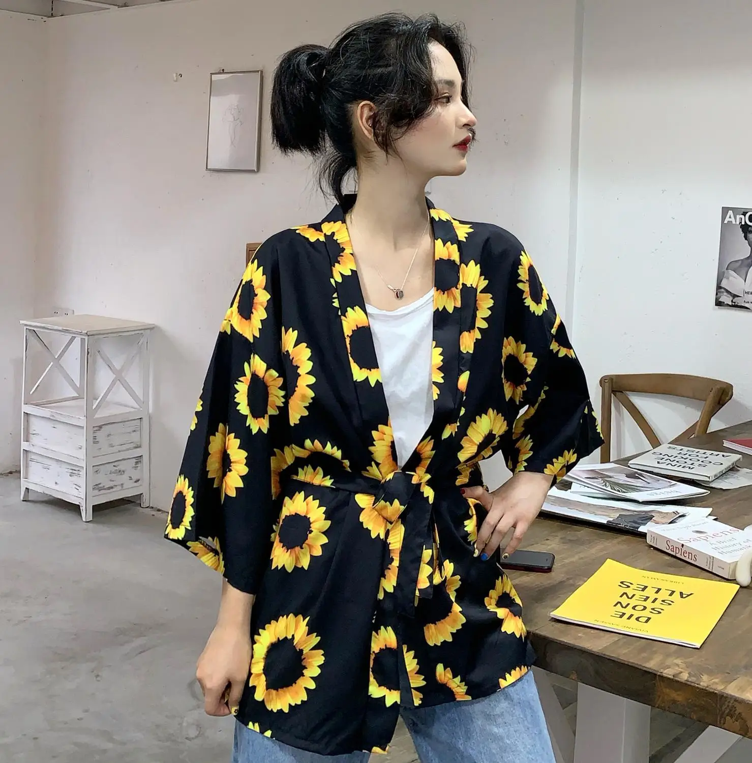 Традиционное японское кимоно кардиган obi yukata женские традиционные японские