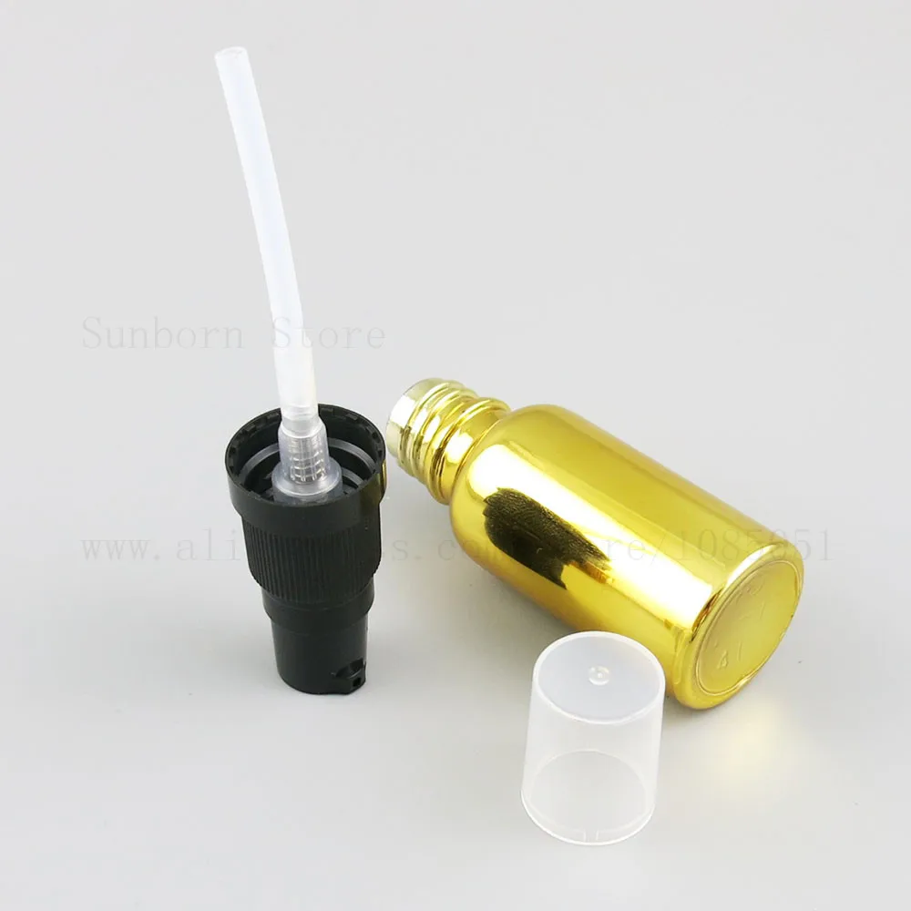 

Luxury Gold Empty Glass Pump bottles Mini Portable Cosmetic Lotion Treatment Travel bottle 5ml 10ml 15ml 20ml 30ml 50ml 20pcs