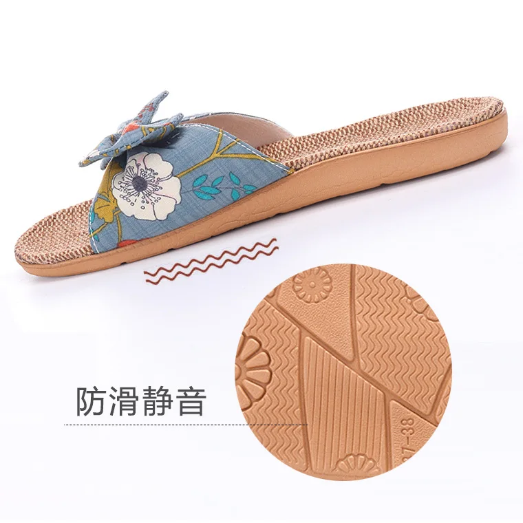 Разрозненный цветок домашняя льняная толстая подошва нескользящая женская