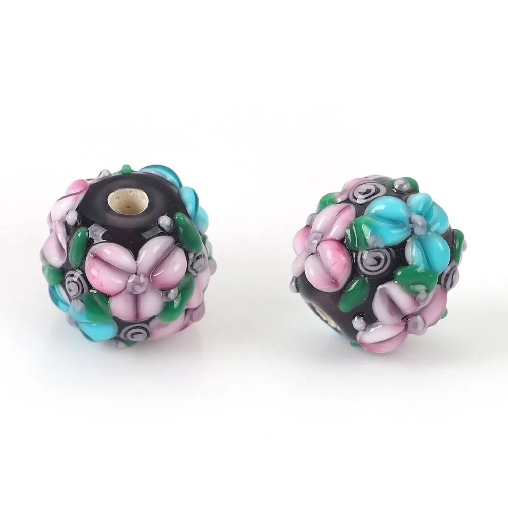 DoreenBeads многоцветные лэмпворк стеклянные закрытые цветочные круглые бусины