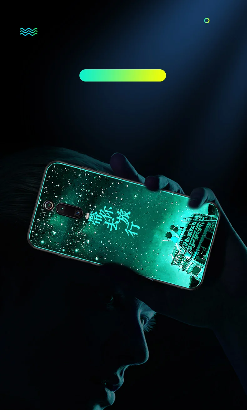 Lu mi nous чехол для телефона для Xiao mi Red mi K20 Pro Чехол светящаяся задняя крышка из закаленного стекла для Xiao mi Red mi K20 Pro mi 9T Pro Чехол