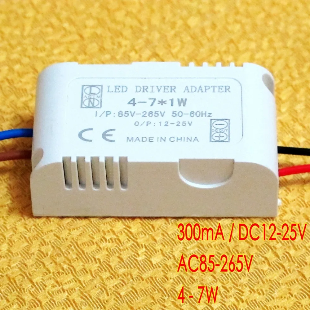 

300mA DC 12V~25V (4-7)x 1W Isolated Led Driver 4W 5W 6W 7W Power Supply AC 110V 220V for ceiling light, spotlight